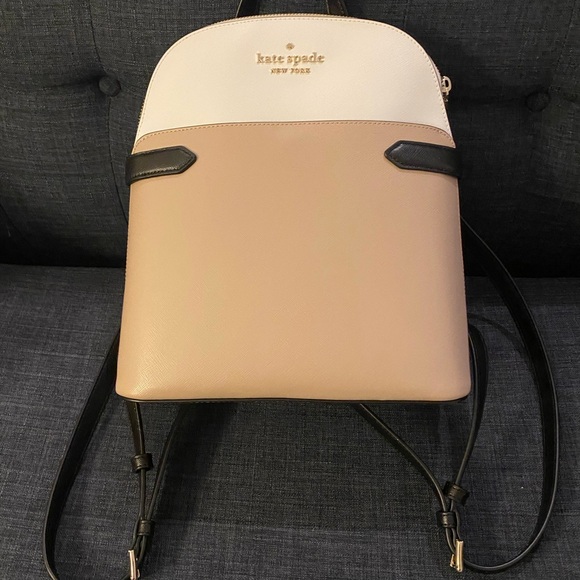 Kate Spade Staci Saffiano Leather Dome Backpack Warm Beige Multi - Picture 9 of 9